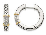 1/10 Carat (ctw) Diamond Hoop Earrings in Sterling Silver with 14K Gold Accents